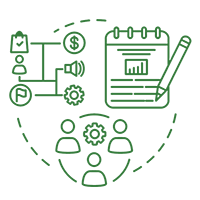 Marketing and pr agency in Wiltshire, UK. Business profiles icon. Meadow Communications.